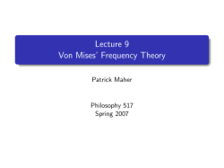 Lecture 9 Von Mises` Frequency Theory