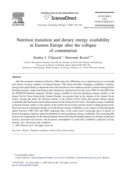 Nutrition transition and dietary energy availability in Eastern Europe