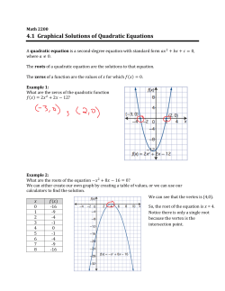 4.1 Graphical Solutions of Quadratic Equations