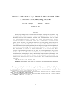 TeachersrPerformance Pay: External Incentives and Effort