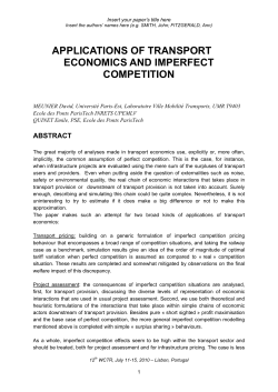 APPLICATIONS OF TRANSPORT ECONOMICS AND IMPERFECT