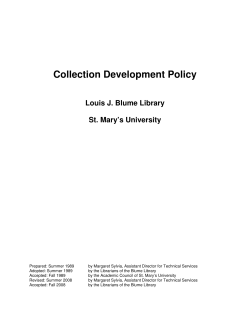 Collection Development Policy - Blume Library