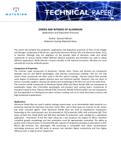Applications And Deposition Processes