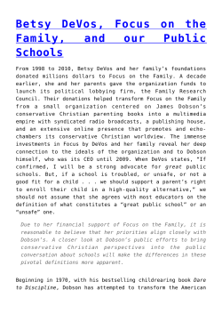 Betsy DeVos, Focus on the Family, and our Public Schools