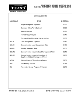 FOURTEENTH REVISED SHEET NO. 3.010
