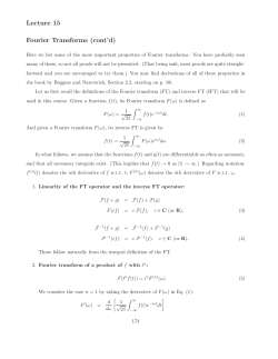 Lecture 15 Fourier Transforms (cont`d)