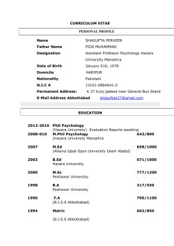 PERSONAL PROFILE CURRICULUM VITAE