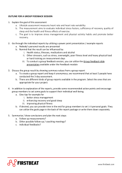 Lifestyle Assessment Group feedback