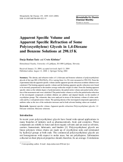 Apparent Specific Volume and Apparent Specific Refraction of Some