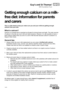 Getting enough calcium on a milk free diet