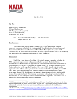 March 4, 2016 Via Web Federal Trade Commission Office of the