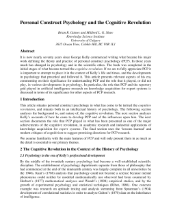 Personal Construct Psychology and the Cognitive Revolution