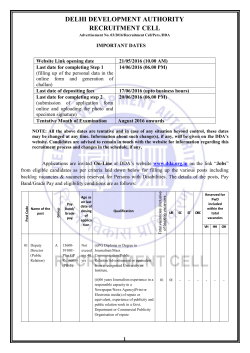 Notification for Recruitment of Staff in DDA 2016
