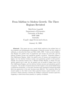 From Malthus to Modern Growth: The Three Regimes Revisited