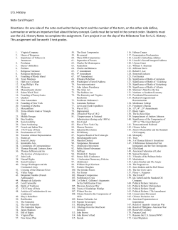 US History Note Card Project Directions