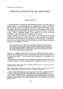 harvey`s account of his "discovery"