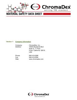 Section 1: Company Information Company: ChromaDex, Inc