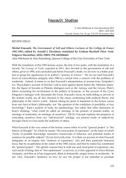 REVIEW ESSAY Michel Foucault, The Government of Self and
