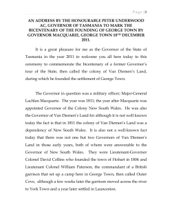 an address by the honourable peter underwood ac, governor of