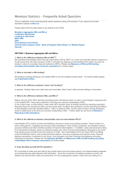 Monetary Statistics - Frequently Asked Questions