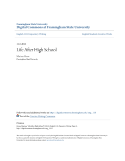 Life After High School - Digital Commons at Framingham State