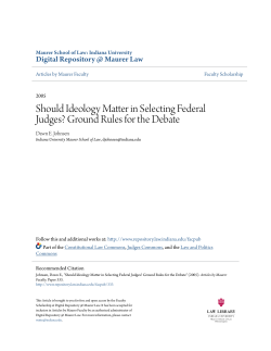 Should Ideology Matter in Selecting Federal Judges?