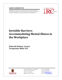 Invisible Barriers: Accommodating Mental Illness in the Workplace