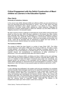Critical Engagement with the Deficit Construction of Maori children