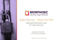 Cyber Security &ndash; Know Your ROI