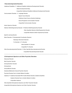 1.Neurodevelopmental Disorders 2.Schizophrenia Spectrum and