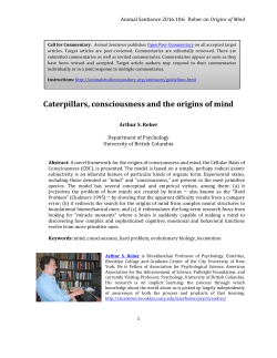Caterpillars, consciousness and the origins of mind