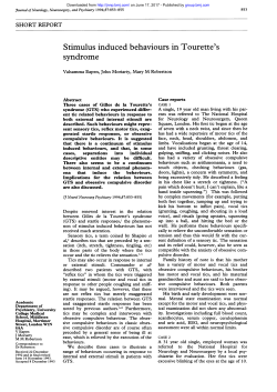 syndrome. Stimulus induced behaviours in Tourette`s