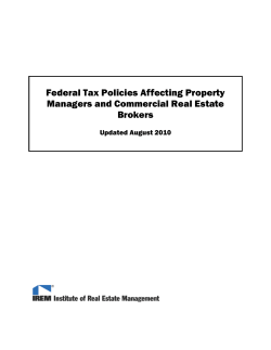 Tax Policy Affecting Property Manager and Commercial Real Estate