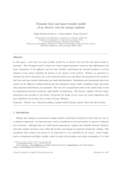 Dynamic heat and mass transfer model of an electric oven