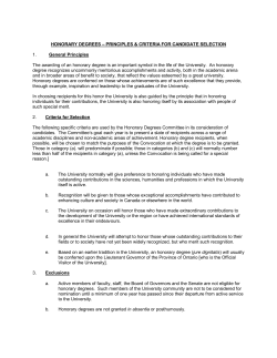 Principles and Criteria for Selecting Honorary Degree Recipients