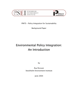Environmental Policy Integration: An Introduction