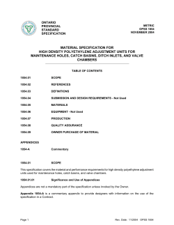 MATERIAL SPECIFICATION FOR HIGH DENSITY POLYETHYLENE