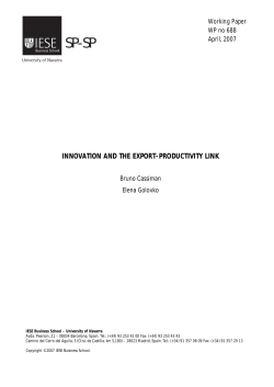 INNOVATION AND THE EXPORT-PRODUCTIVITY LINK* 1
