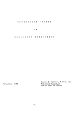 Gordon E. Willmot, M.Math, ASA Actuarial Assistant Hutual Life of