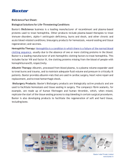 BioScience Fact Sheet: Biological Solutions for Life