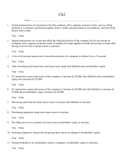 1. External transactions are transactions the firm conducts with a