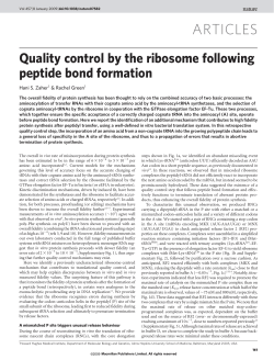 Quality control by the ribosome following peptide bond formation