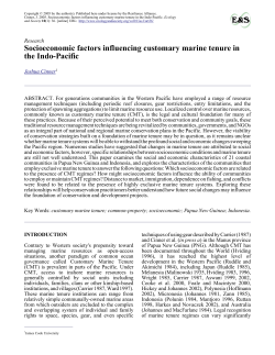 Socioeconomic factors influencing customary marine tenure in the