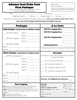 Advance Food Order Form Pizza Packages Packages A La Carte