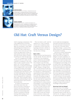 Old hat: craft versus design? - University of California, Berkeley