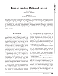 Jesus on Lending, Debt, and Interest - Journal of Biblical Integration