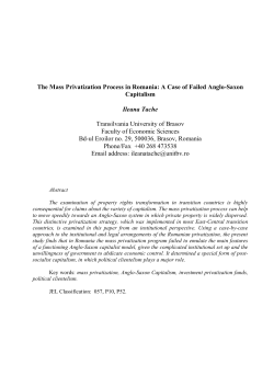 The Mass Privatization Process in Romania: A Case of Failed Anglo