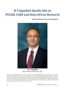 H V Jagadish Speaks Out on PVLDB, CoRR and