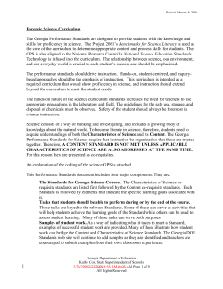 Forensic Science Curriculum The Georgia Performance Standards