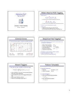 Tagging / Word Classes (6pp) - People @ EECS at UC Berkeley